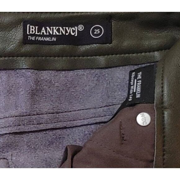 Blank NYC Faux Leather Franklin Rib Cage Straight Deep Olive Color Sz… - Picture 5 of 5